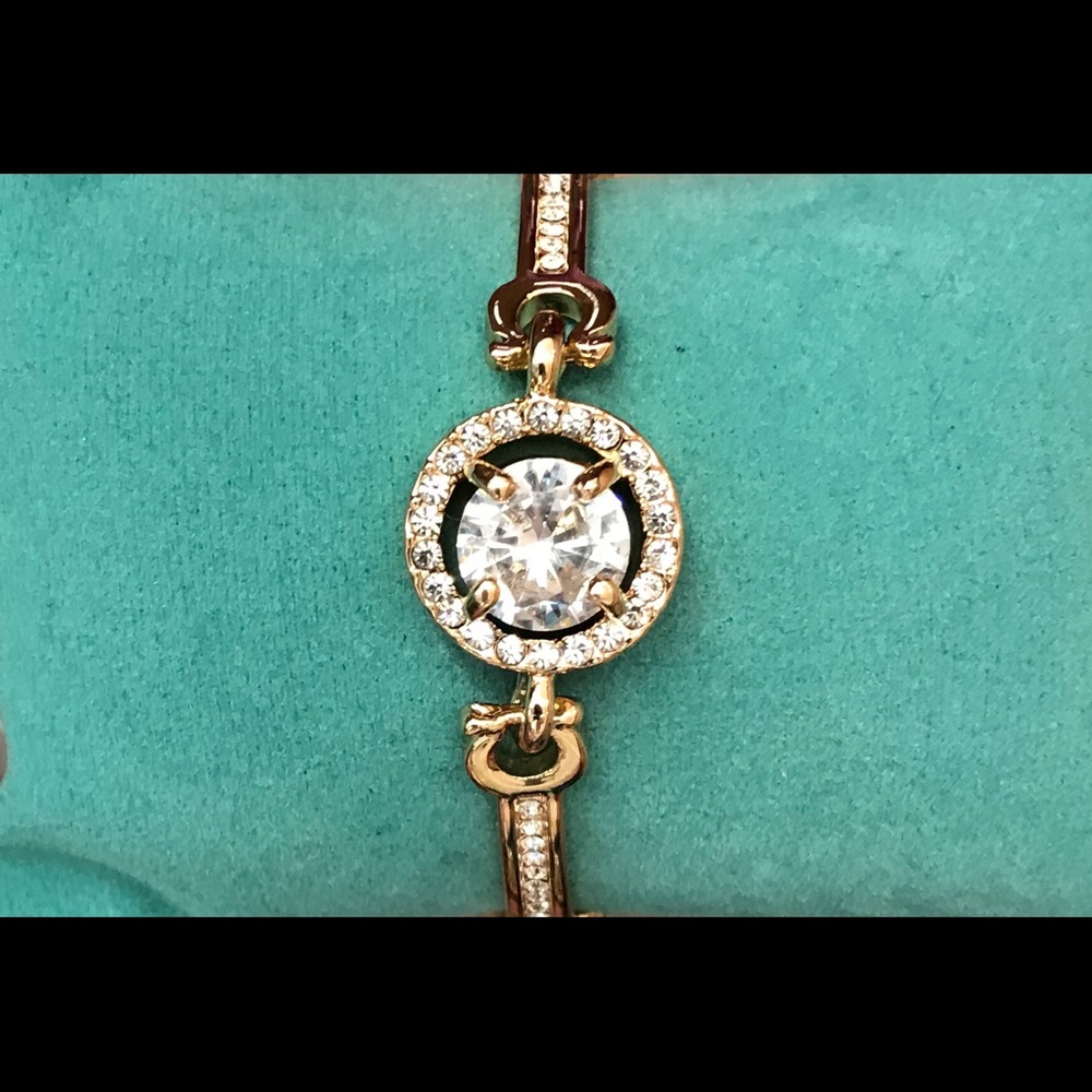 Tennis Bracelet Zirconia Gold Plated Adjustable - Picture 2 of 4